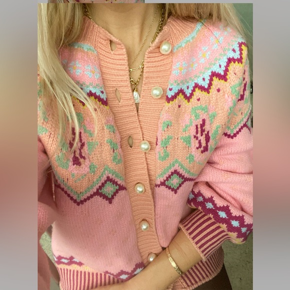 Pink Patterned Women's Sweater - Picture 1 of 4